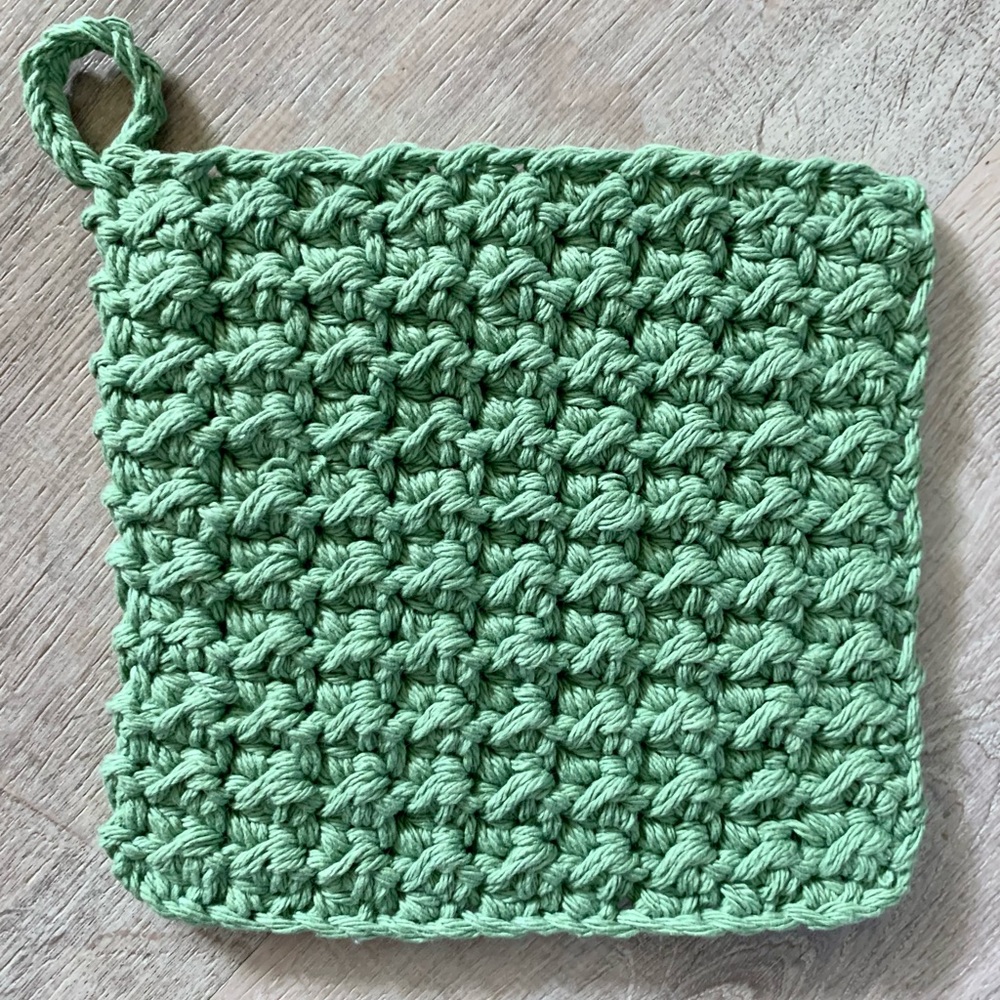 Handmade Pot Holders Crocheted Hot Pad  Farm style Olive Green Set of 2